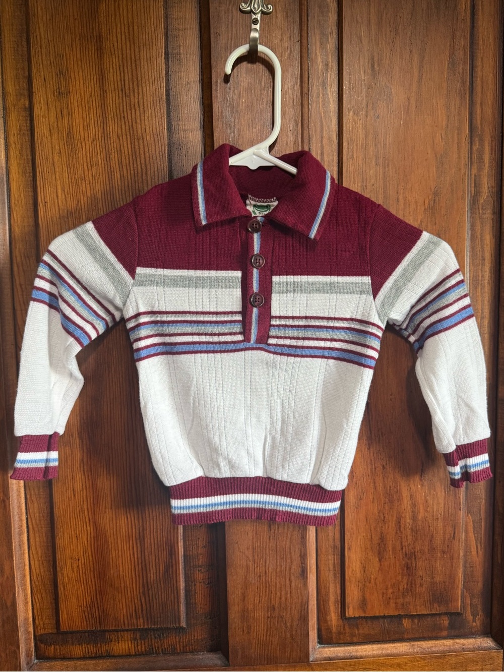Vintage 70s Bullfrog Knits Collared Pullover Sweater Size 3T Brite Creslane